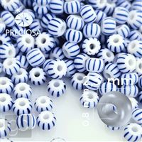 Preciosa STRIPED Rocailles 10/0 2,3 mm Blau Weiß 03331 20 g