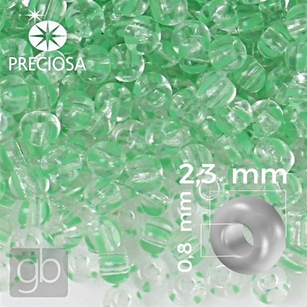 Preciosa STRIPED Rocailles 10/0 2,3 mm Grn Klar 00850 20 g