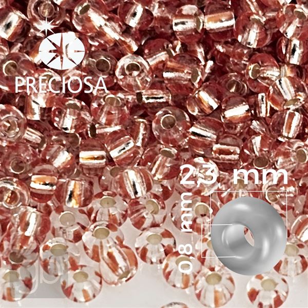 Preciosa STRIPED Rocailles 10/0 2,3 mm Rot Klar 00302 20 g