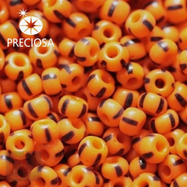 Preciosa STRIPED Rocailles 6/0 4,1 mm Orange Schwarz 93490 20 g