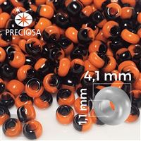 Preciosa HARLEQUIN Rocailles 6/0 4,1 mm Orange Schwarz 93750 20 g