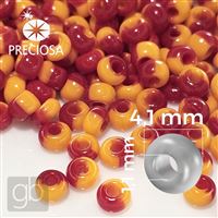 Preciosa STRIPED Rocailles 6/0 4,1 mm Rot Gelb 93790 20 g