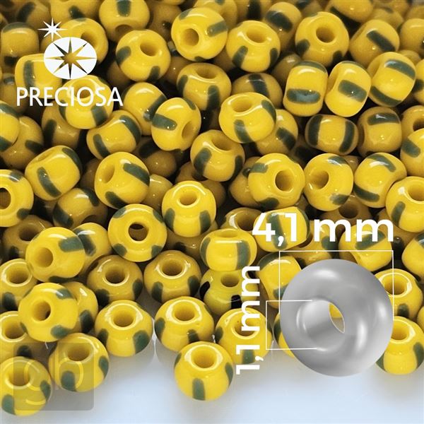 Preciosa STRIPED Rocailles 6/0 4,1 mm Gelb Grn 83520 20 g