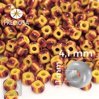 Preciosa STRIPED Rocailles 6/0 4,1 mm Gelb Rot Braun 83910 20 g