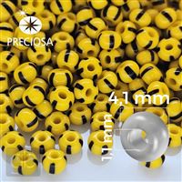 Preciosa STRIPED Rocailles 6/0 4,1 mm Gelb Schwarz 83490 20 g