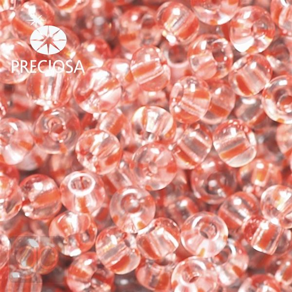 Preciosa STRIPED Rocailles 6/0 4,1 mm Klar Rot 00890 20 g