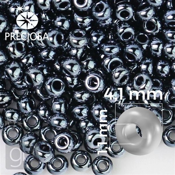 Preciosa Rocailles 6/0 4,1 mm Hematit Grau 49102 50 g