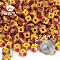 Preciosa STRIPED Rocailles 8/0 2,9 mm Gelb Rot Braun 83910 50 g