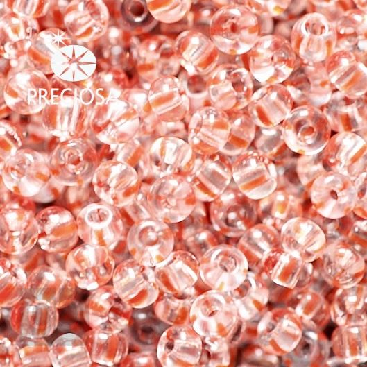 Preciosa STRIPED Rocailles 9/0 2,6 mm Rot Klar 00890 20 g