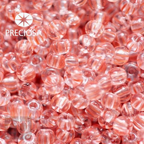 Preciosa STRIPED Rocailles 9/0 2,6 mm Rot Klar 00891 20 g